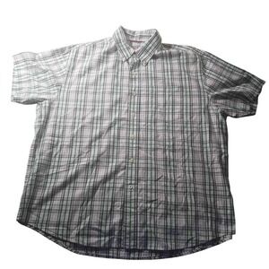 IZOD Plaid Short Sleeve Button Down Shirt XL Classic Fit Cotton Casual Top